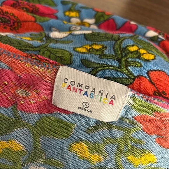❤️ COMPANIA FANTASTICA Floral V-Neck Long Sleeve Top S - Picture 6 of 12